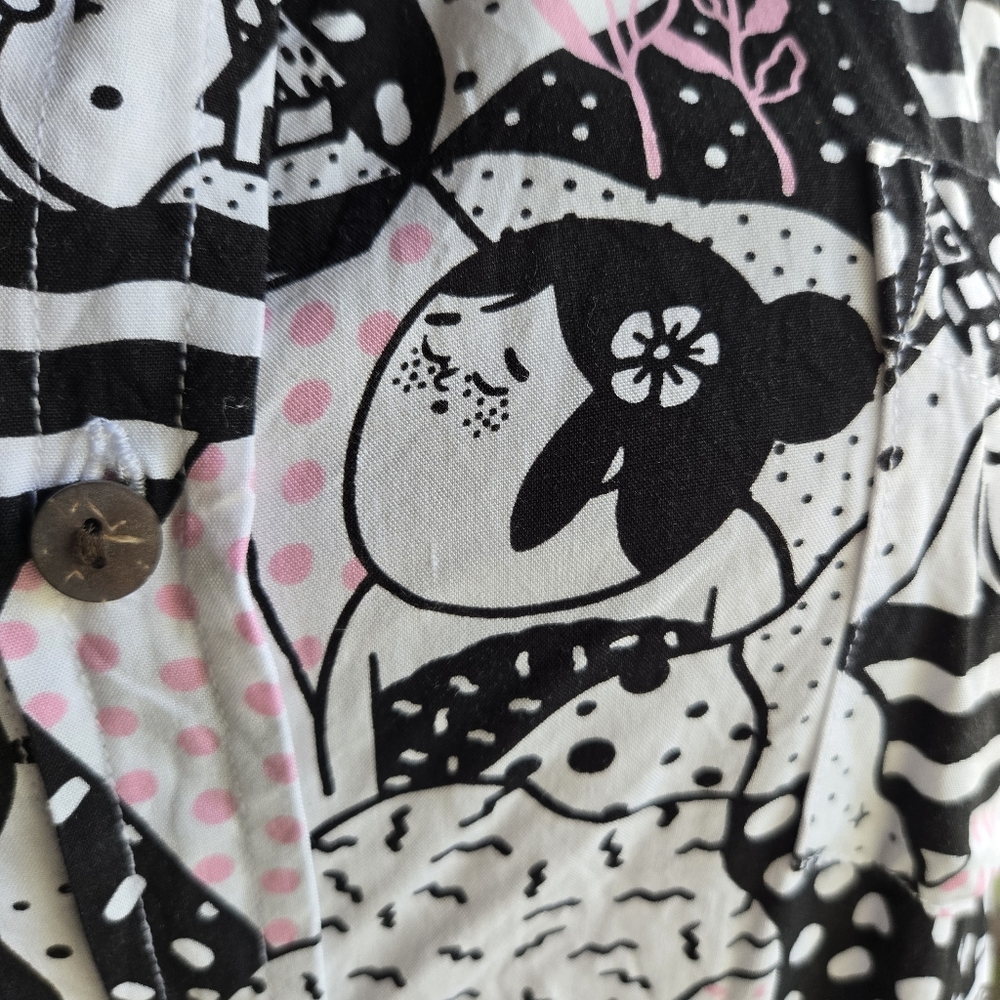 Tiiiga Campy Unisex Button Front Shirt With Outer Space And Tropical Scenery - Picture 11 of 17